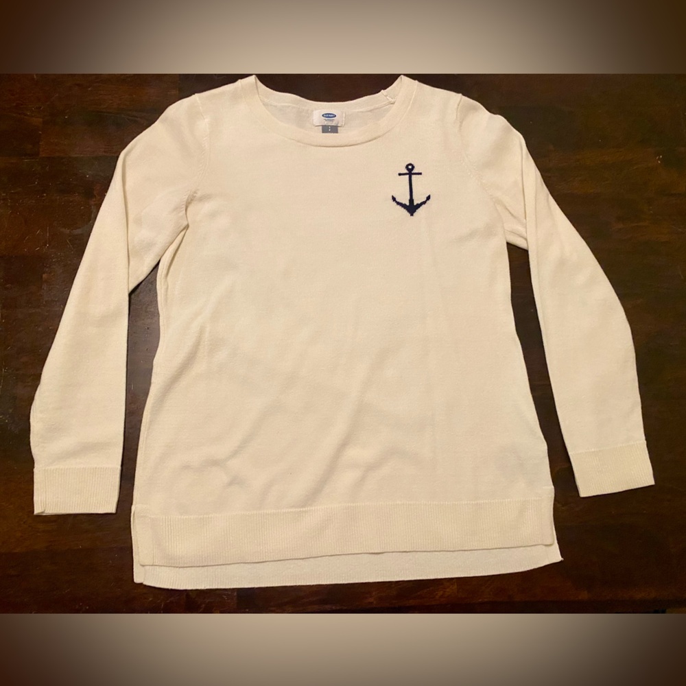Old Navy Ivory Sweater with Navy Anchor Detail